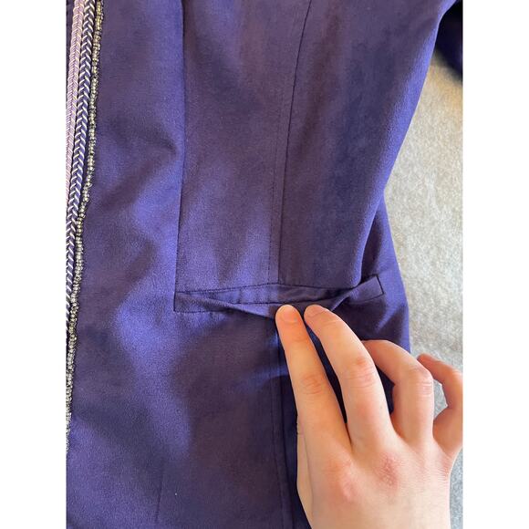 TanJay Blazer Women's Large 14P Purple Embroidered Beaded Accent Full Zip Jacket - Picture 5 of 13